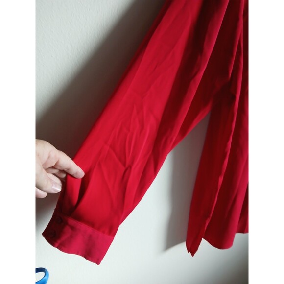 Susan Graver Button Down Tunic Top Long Sleeve Career Work Red Womens Size XL - Picture 7 of 14